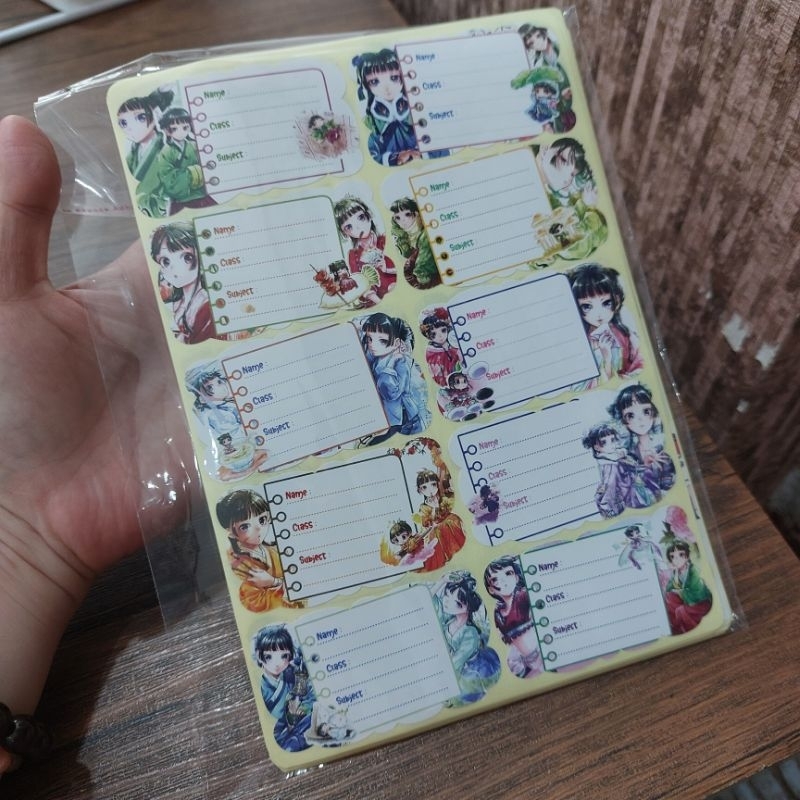 

Label nama lucu Mao Mao Apothecary Diary sticker label mata pelajaran