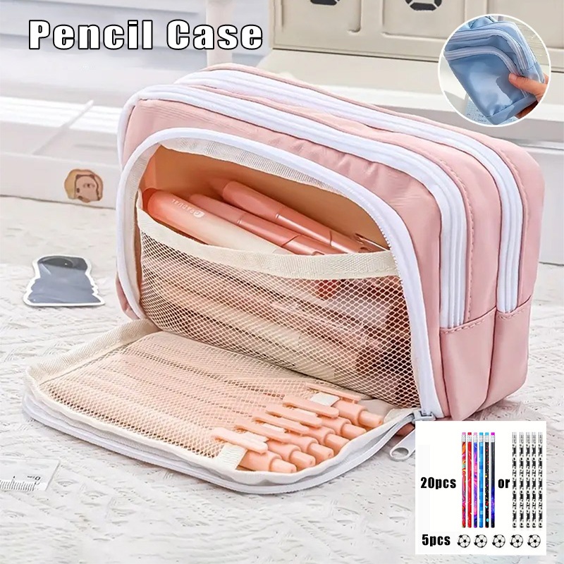 

Large Capacity Pencil Bag Pouch Holder Box Pencil Bag for Girls boys Office Student Stationery Organizer Send 20pcs pencil and 5pcs erasers