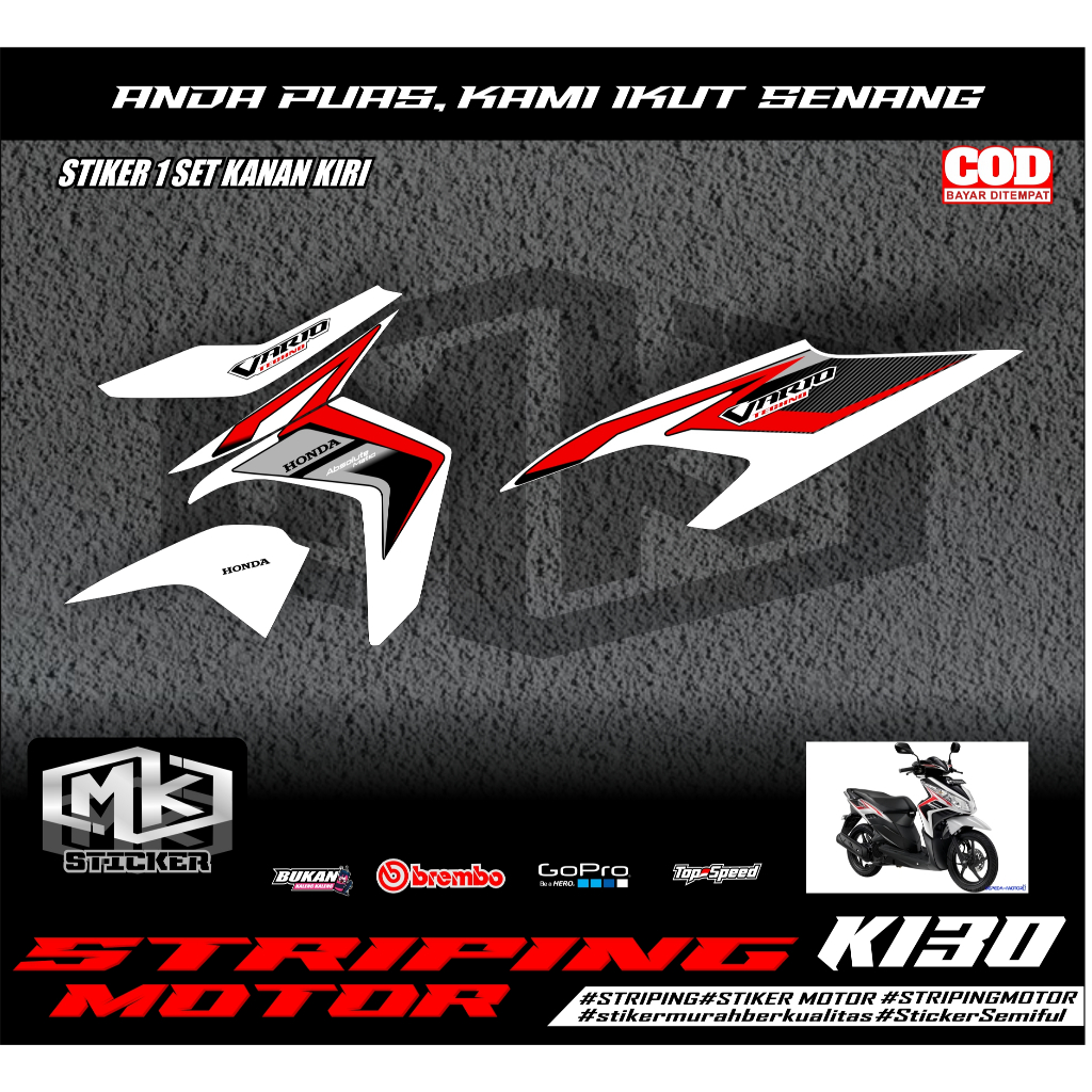 STRIPING ORIGINAL HONDA VARIO 110 TECHNO TAHUN 2010 2011 (130) /  STICKER STRIPING LIST ORIGINAL HON