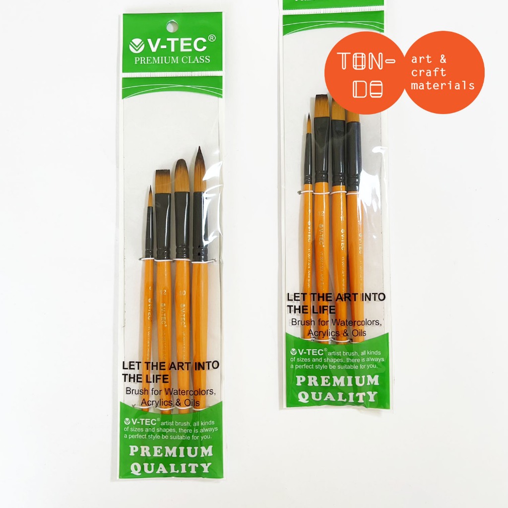 

V-TEC KUAS ARTIS BRUSHES PREMIUM SET ISI 4 PCS : TYPE : VT 0017.S/4