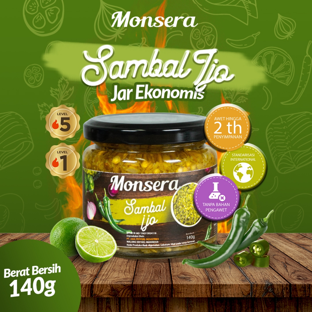 

Sambal Sambel Ijo Monsera Khas sumatra barat (padang) 140 gr
