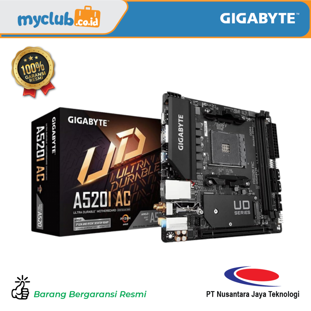 Gigabyte Motherboard AMD A520I AC Socket AM4 Mini-ITX 2 x DDR4