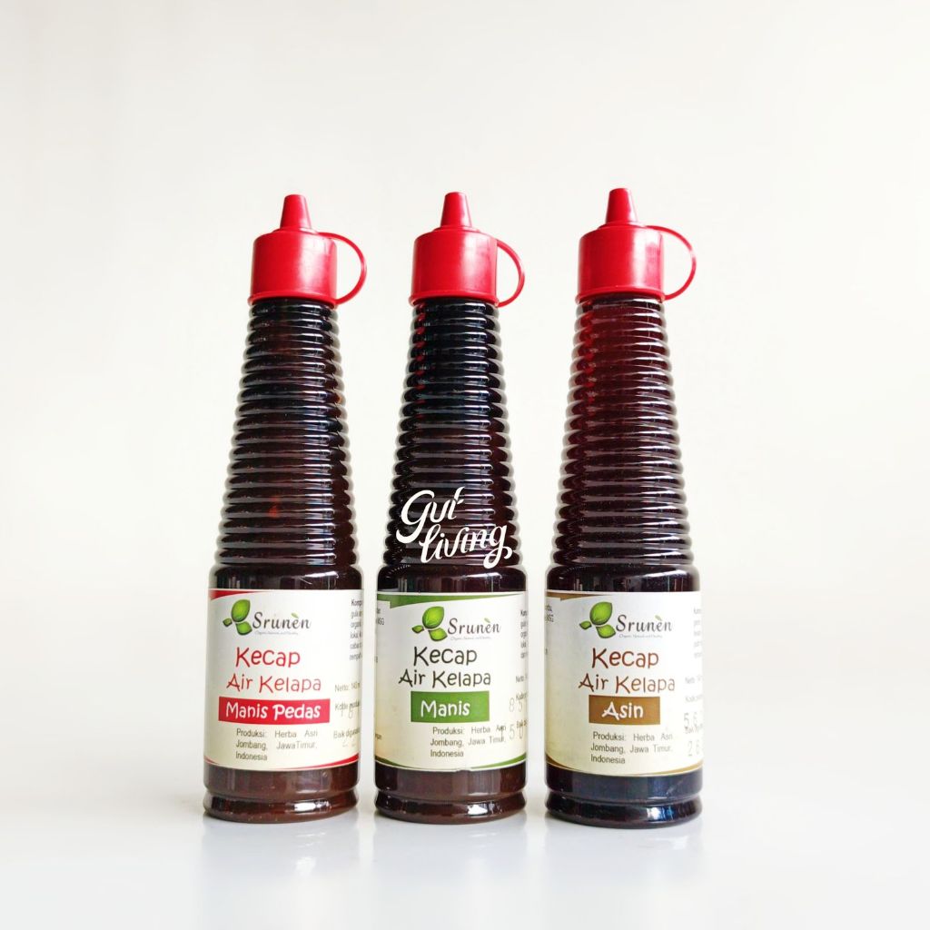 

Kecap Kelapa Alami Asin Manis Pedas Bebas Kedelai Srunen Asri Organik - Small