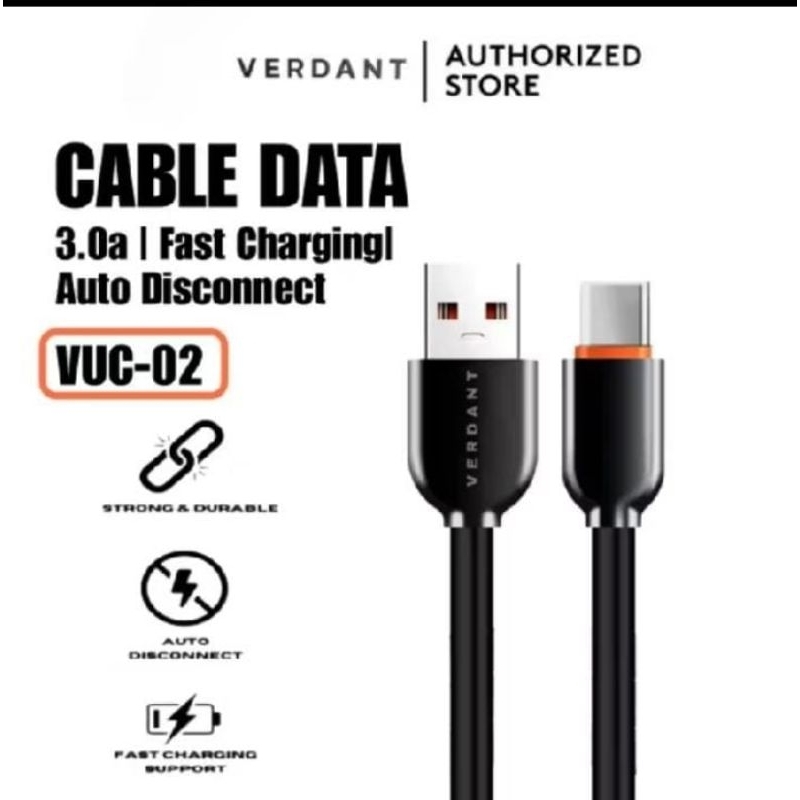 Verdant Kabel Data Charging Cable Data V8 3A QC3.0 Super Fast Charging 120W