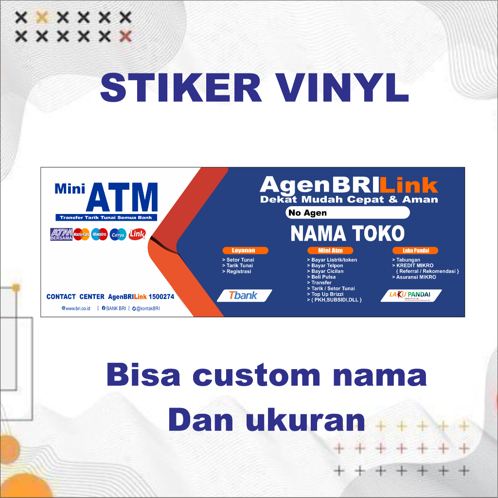 

STIKER VINYL MEJA KASIR BRILINK MODEL 9 (CUSTOM NAMA AGEN TULIS DI CHAT/CATATAN ORDER)