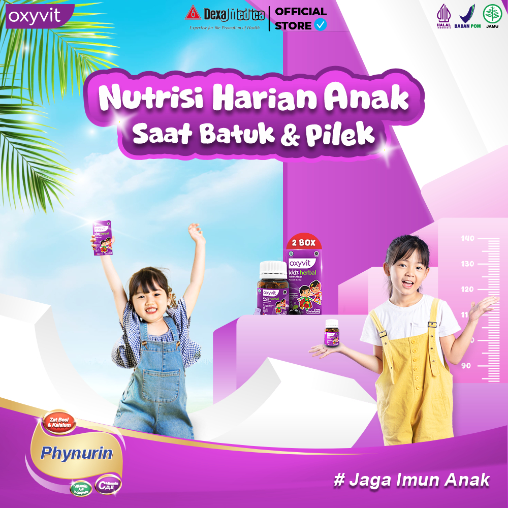 

Oxyvit Kidz Herbal Hisap - Menjaga Si Kecil dari Batuk Pilek - Rasa Blackcurrant - 2 Box