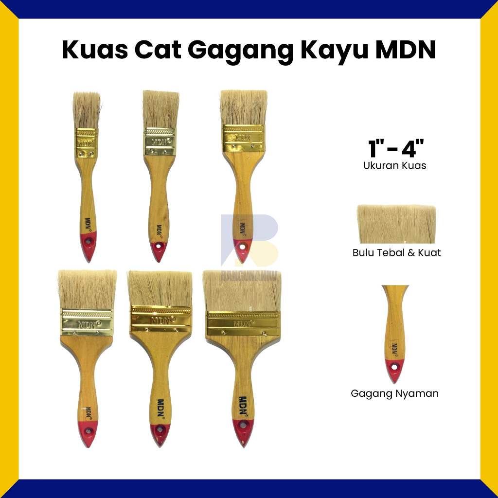 

Kuas Cat Vernis Gagang Kayu Ukuran 1" 1.5" 2" 2.5" 3" 4