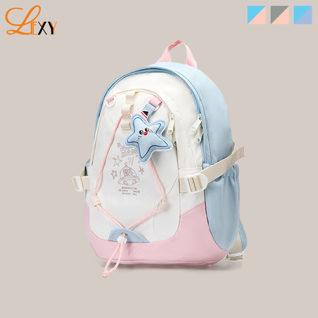 LEXY Tas Ransel Wanita Tas Sekolah Korea Style Anti Air Backpack SMP SMA Premium