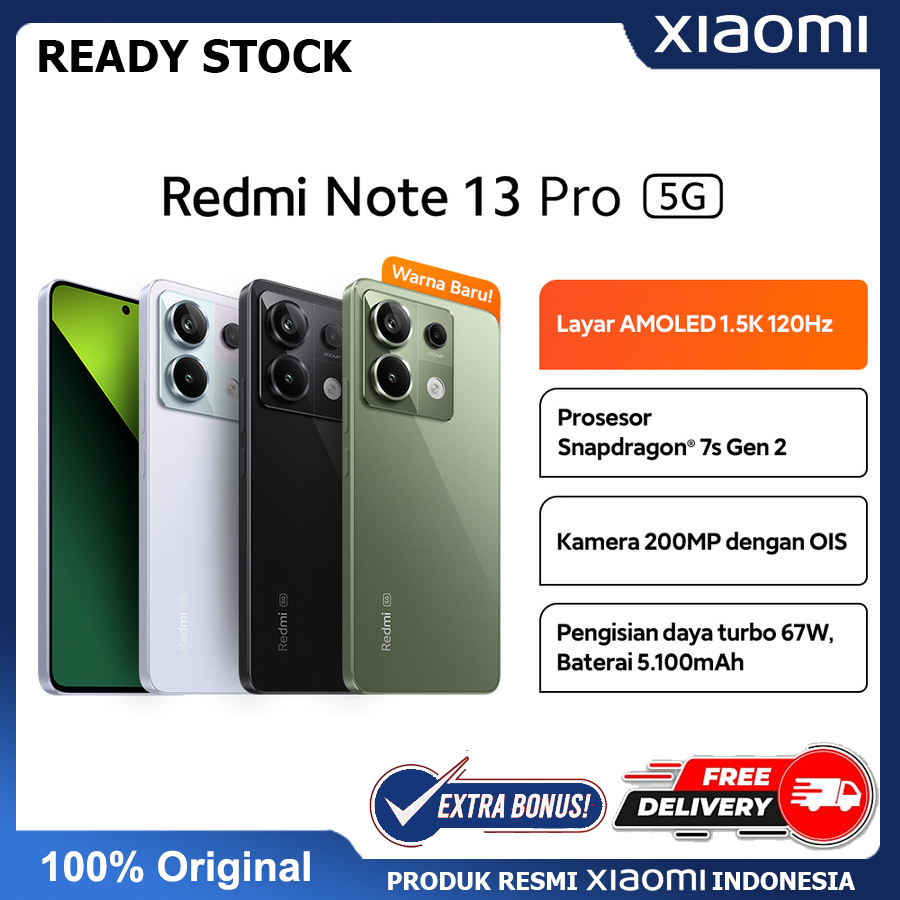 Xiaomi Redmi Note 13 Pro 5G 8/256GB Produk Resmi Indonesia