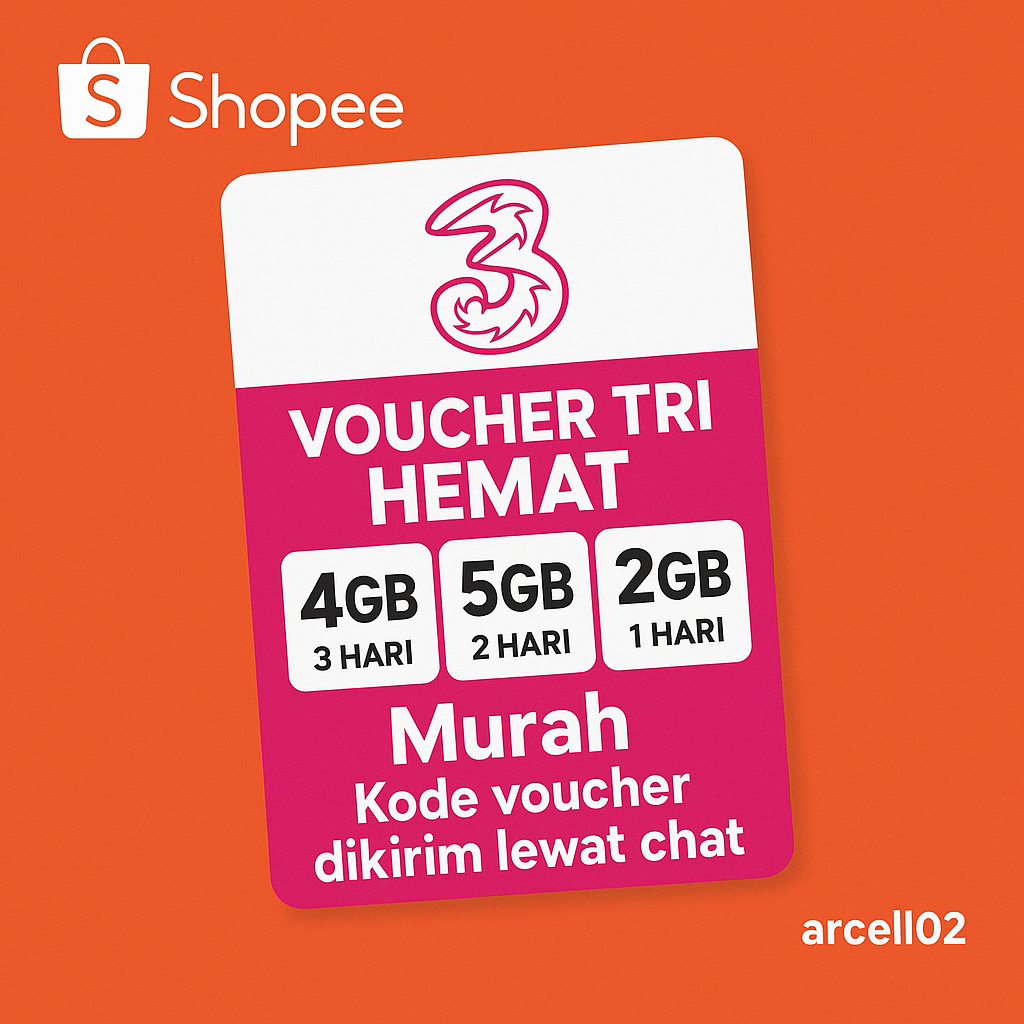 VOUCHER TRI HARIAN HARGA LEBIH HEMAT TRI 5GB 2HARI 4GB 3HARI 2GB 1HARI