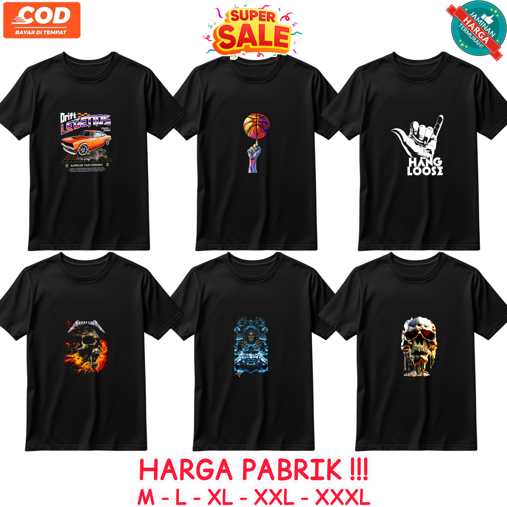 [COD] KAOS DISTRO TSHIRT DTF (EDISI 84 - 103) / KAOS KATUN HITAM / M - 3XL