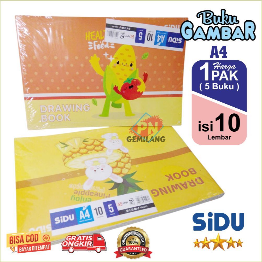 

BUKU GAMBAR A4 MERK SIDU ISI 10 LEMBAR / BUKU DRAWING BOOK HARGA GROSIR 1 PAK ( 5 BUKU )