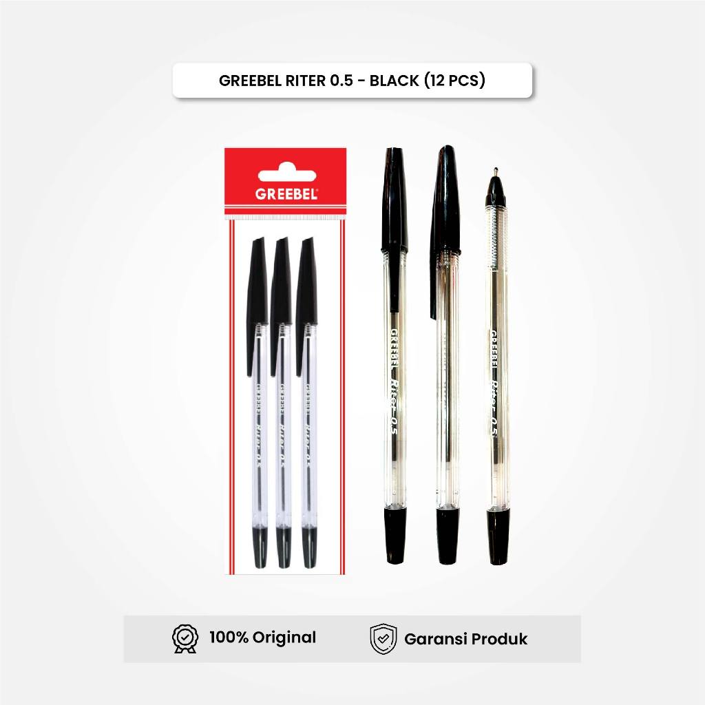 

GREEBEL Pulpen Bolpen Riter Hitam / Bolpen / Bolpoin / Pena