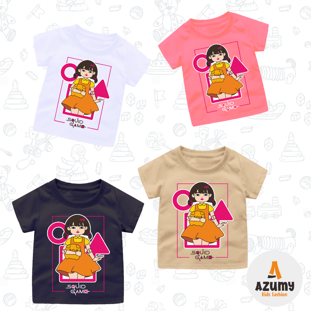 BAJU KAOS ANAK TANGAN PENDEK SQUID GAME / BAJU SQUID GAME ANAK PEREMPUAN
