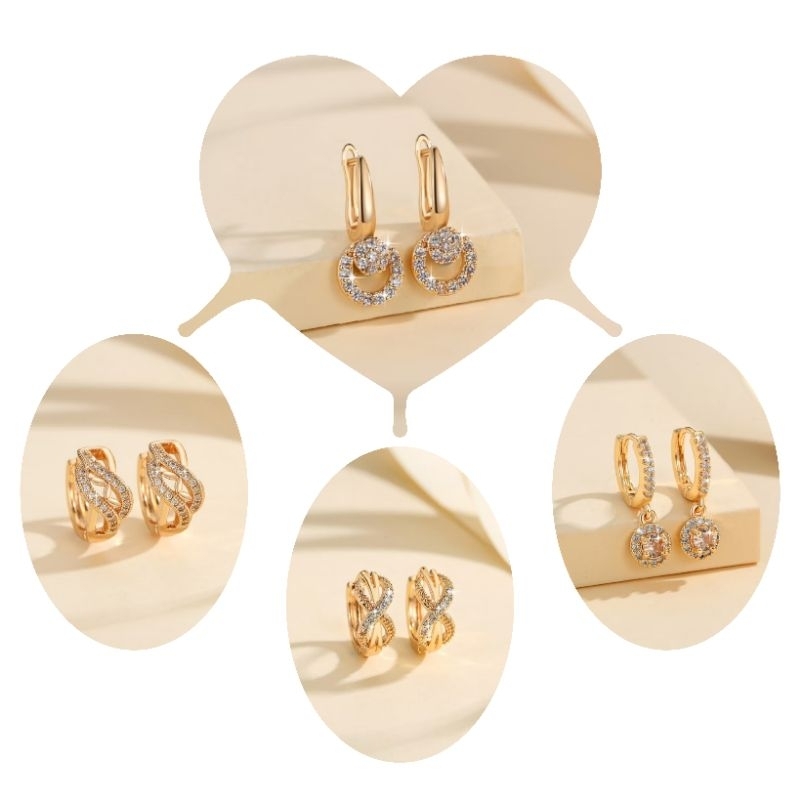 SBPS Reject Anting Titanium Wanita Berlian Subang Giwang Aksesoris Fashion Premium