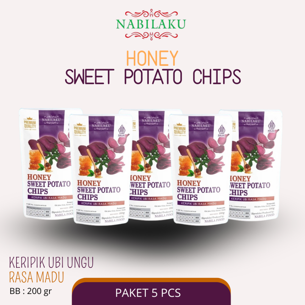 

NABILAKU - Snack Keripik Kripik Ubi Rasa Madu Honey Sweet Potatoes Chips 200g - 5 Pcs
