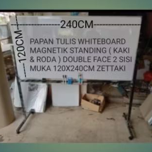 

PAPAN TULIS WHITEBOARD MAGNETIK STANDING DOUBLE FACE ( 2 SISI MUKA )120 X 240 CM