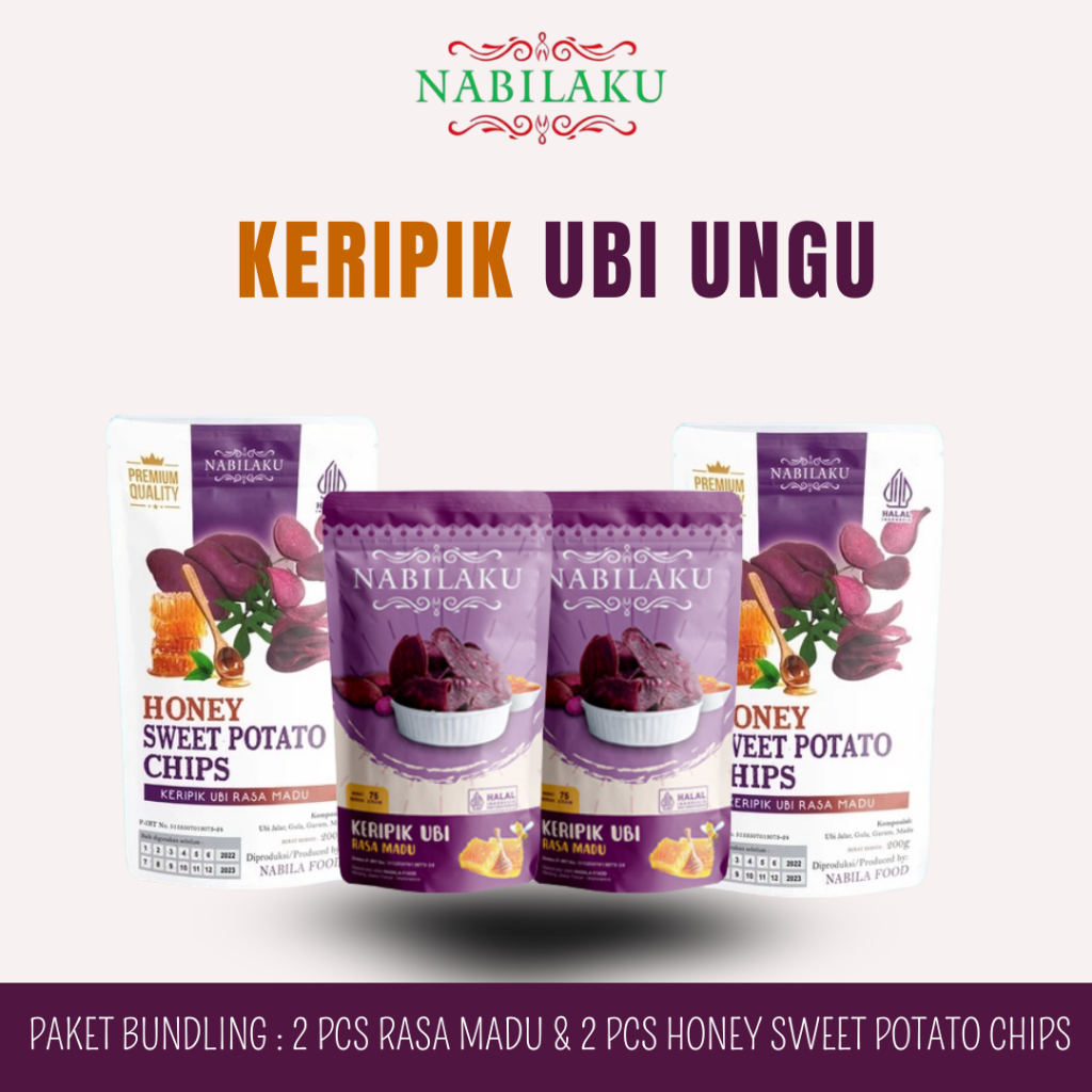 

NABILAKU - 2 Pcs Snack Keripik Ubi Ungu Rasa Madu 75 gr & 2 Pcs Honey Sweet Potato Chips