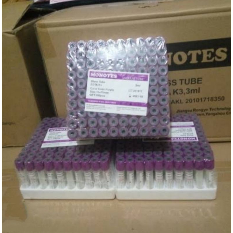 Tabung darah EDTA 3ml - Vacutainer EDTA Blood Collection Tube Ungu MONOTES EDTA