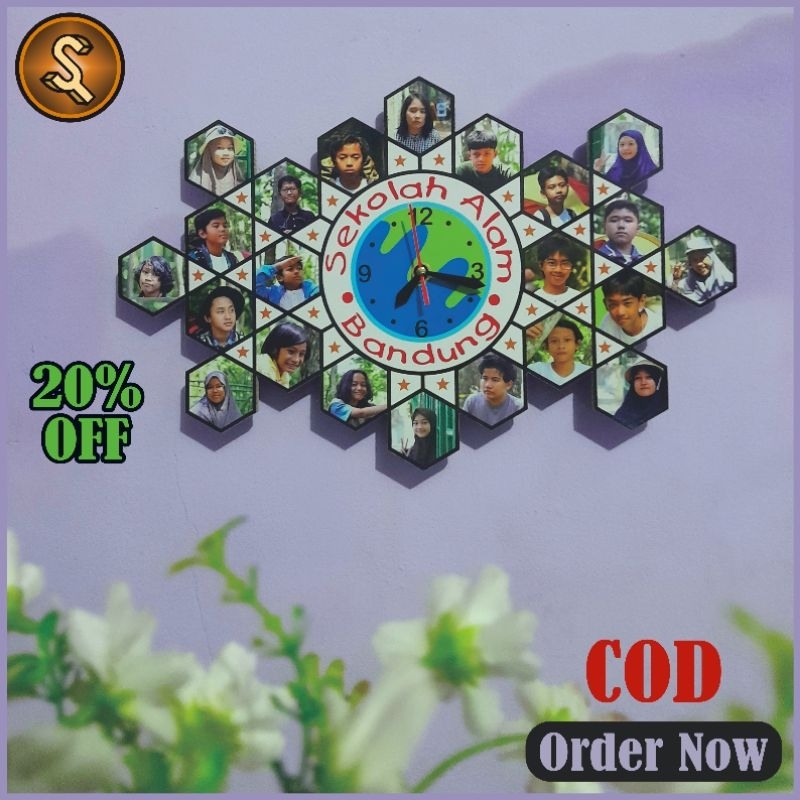 Custom Fhoto Kelas Jam Dinding Aesthetic Karakter