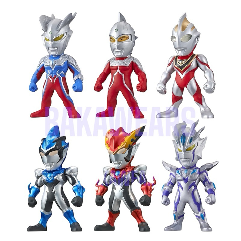 Figure Pajangan Ultraman: Ultraman Gaia, Seven, Blu Aqua, Rosso Flame, Zero, Beyond