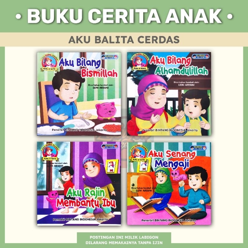 Buku Cerita Anak Bergambar Islami Balita Cerdas Dua Bahasa Bilingual ABC