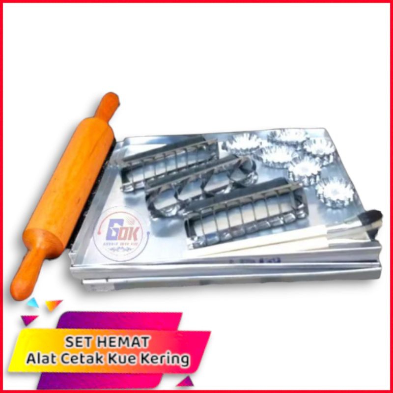 SET HEMAT Loyang Kue Kering dan Alat Cetakan Kue Kering / Cetakan Kastangel Kue Kering