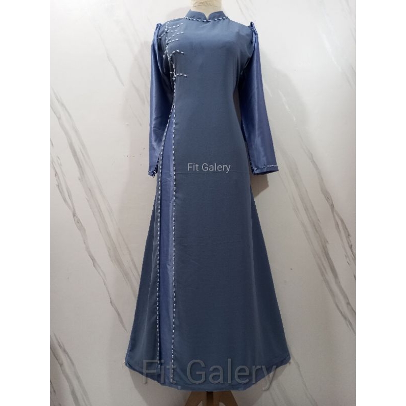 Gamis Pesta Biru Denim / Seragam Bridesmaids Abu Denim