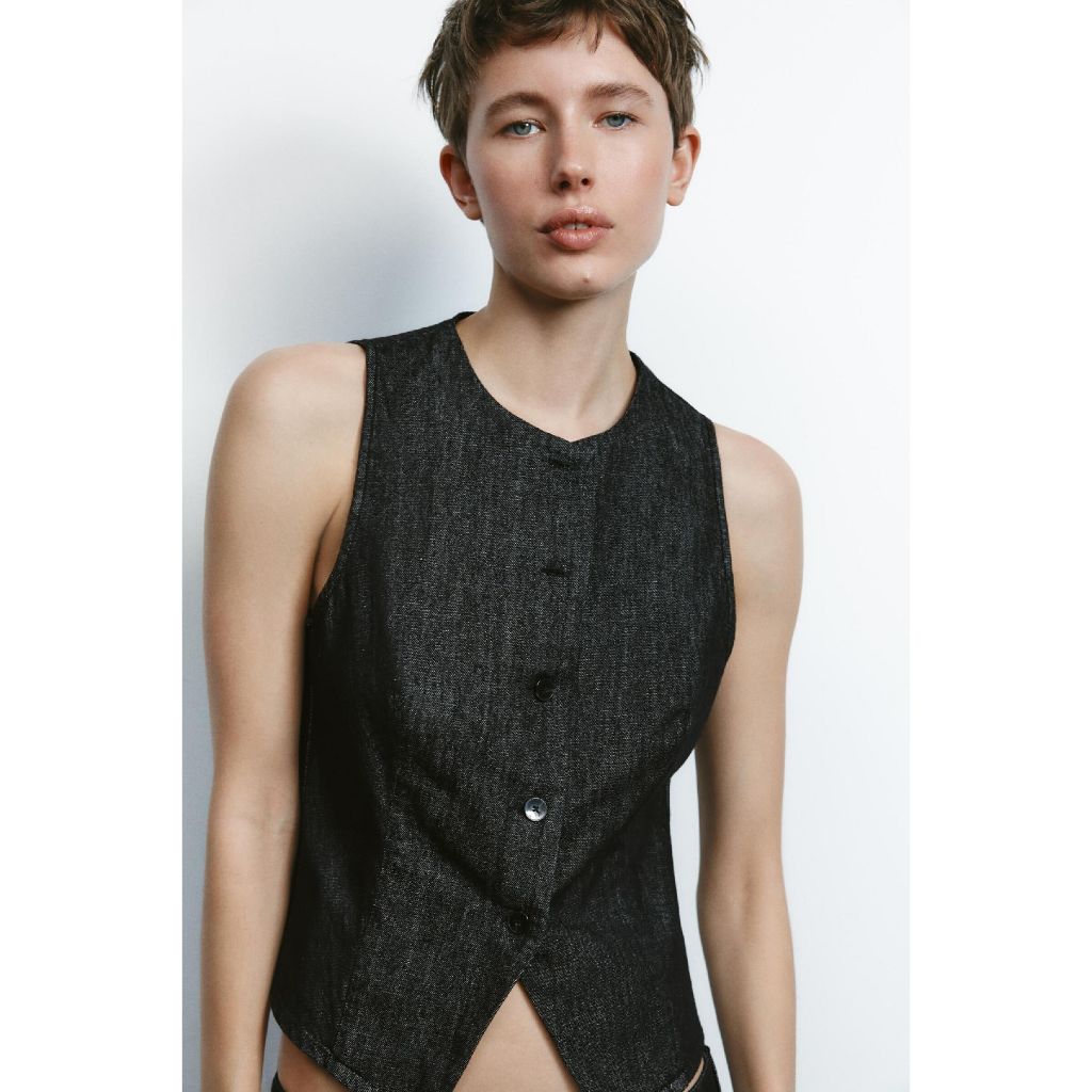 Rompi Denim Wanita Hitam Black Tanpa Lengan 77281