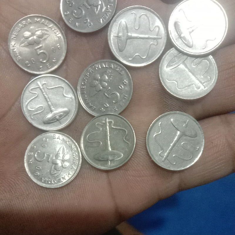 koin 5 sen Malaysia lama GRESS tahun 2002(tahun campur)
