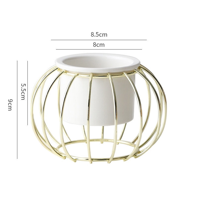 Vas Bunga Keramik Porselin Bejana Metal Chrome Gold Oval Pajangan Dekorasi Properti Foto