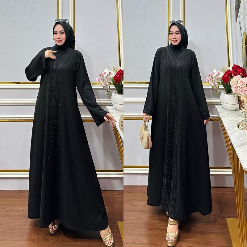 Abaya Hitam Renda|Abaya mewah|AbayaTurkey|Abaya Saudi|Abaya Payet