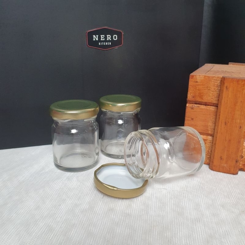 Jar Kaca Bulat 50ml / Jar selai / toples kaca / wadah bumbu / kemasan kaca