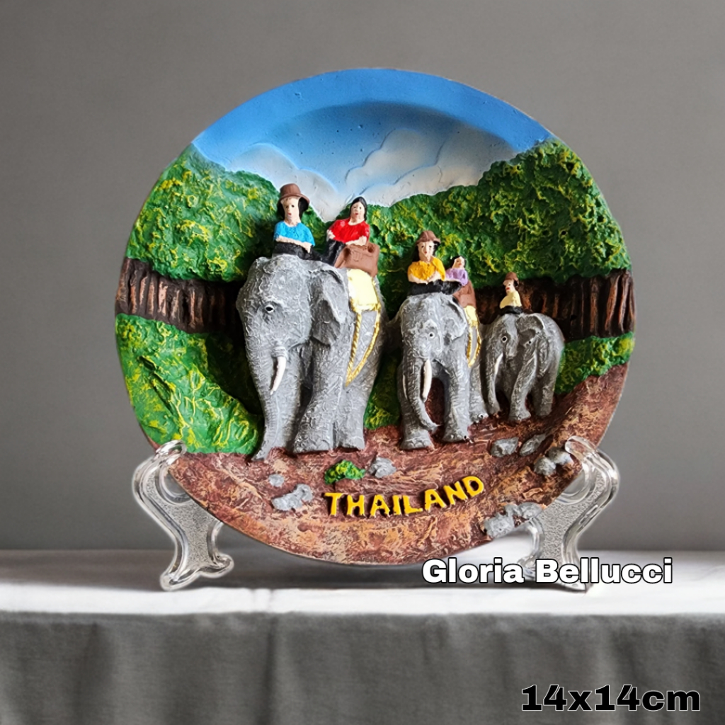 pajangan piring thailand gajah souvenir oleh oleh bangkok hiasan dinding gantung