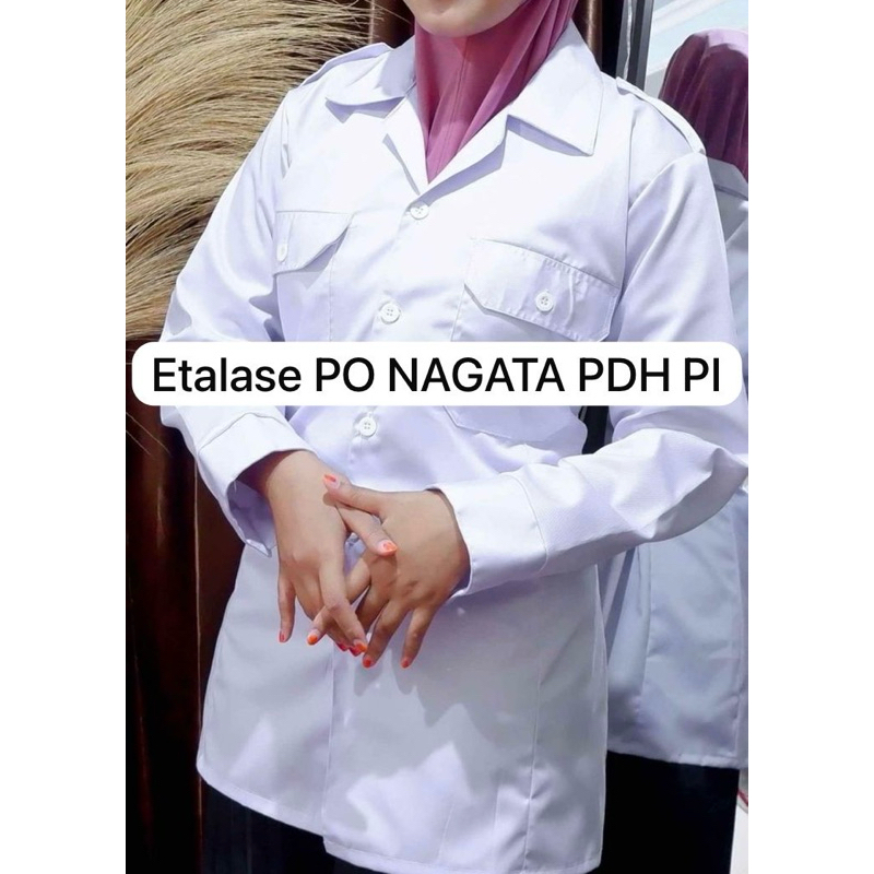 BAJU PDH PNS PEMDA GURU BIDAN WANITA PUTIH SAKU ATAS PO