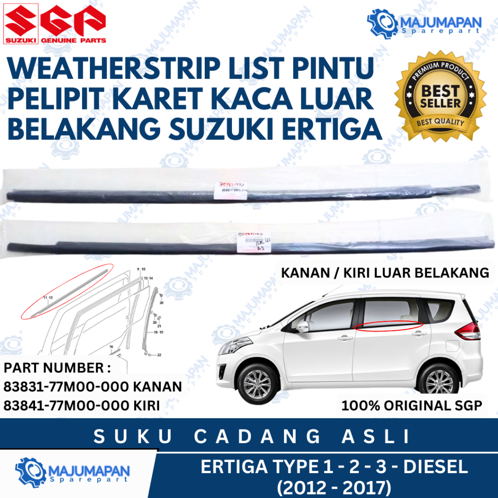 WEATHERSTRIP LIST PINTU PELIPIT KARET KACA LUAR BELAKANG SUZUKI ERTIGA