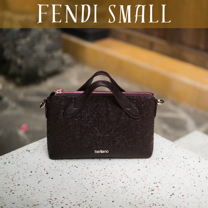 Berliano Tas Kulit Sapi | Tas Kulit Wanita | Tas Kulit Motif BATIK | FENDI SMALL | GOLD SHINY