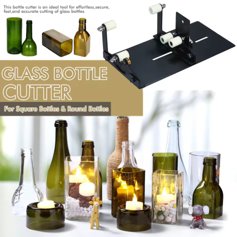 SOF Alat Pemotong Botol Kaca DIY Persegi/Bulat, Mesin Pemotong Patung Kaca Profesional, Alat untuk M