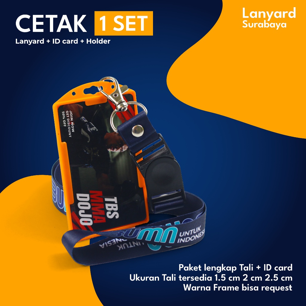 

SATU SET PAKET CETAK TALI LANYARD PRINT SUBLIM PREMIUM + ID CARD + CARD HOLDER STANDARD