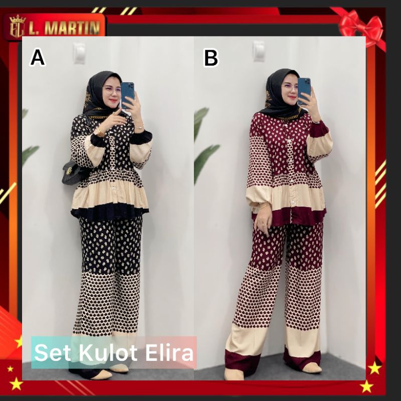 set kulot elira, set celana wanita
