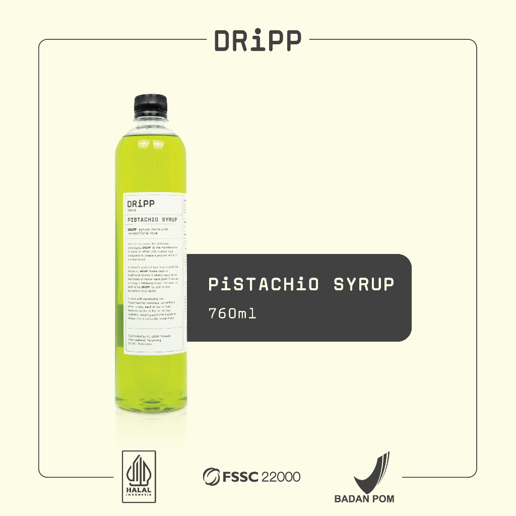 

DRiPP Pistachio Syrup - Sirup Rasa Pistachio Untuk HORECA