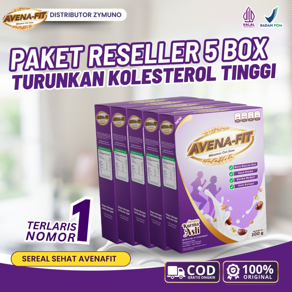 

Avena Fit 5 Box Sereal Oat Susu Sehat Atasi Kolesterol Jahat BPOM 100% Original