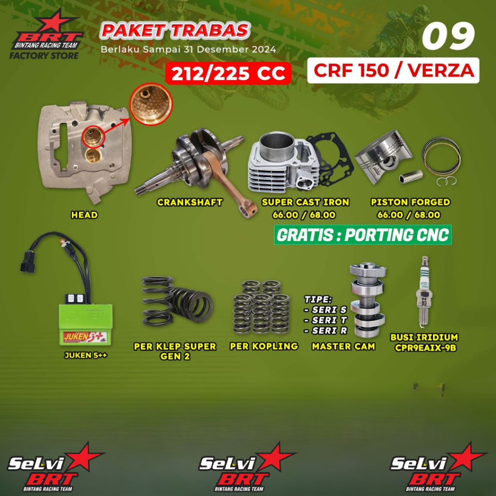 PAKET TRABAS BRT BLOK CAST IRON SET PISTON 66.00 68.00 MM KRUK AS HEAD ALBRONZE PORTING CNC ECU JUKE