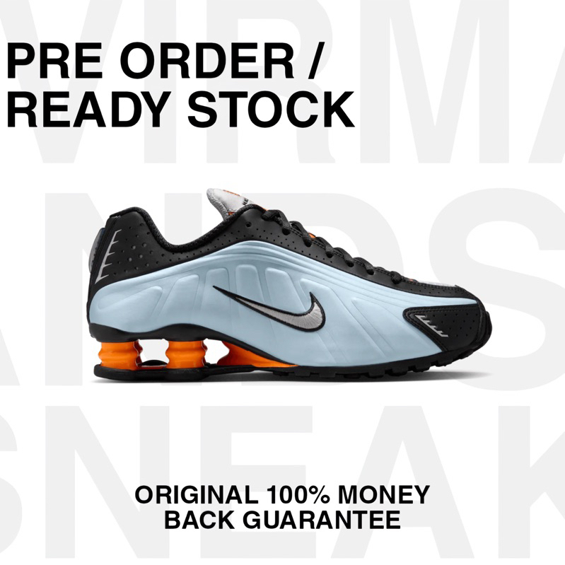 Nike Shox R4 Blue Tint Metallic Silver Original 100% Sneakers resmi