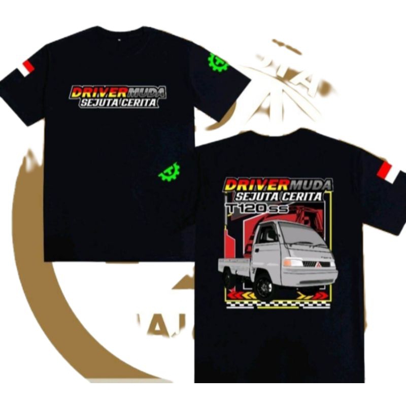 kaos Driver Muda Sejuta Cerita T120SS-Desian Mobil pick up putih-kaomunitas supir pickup