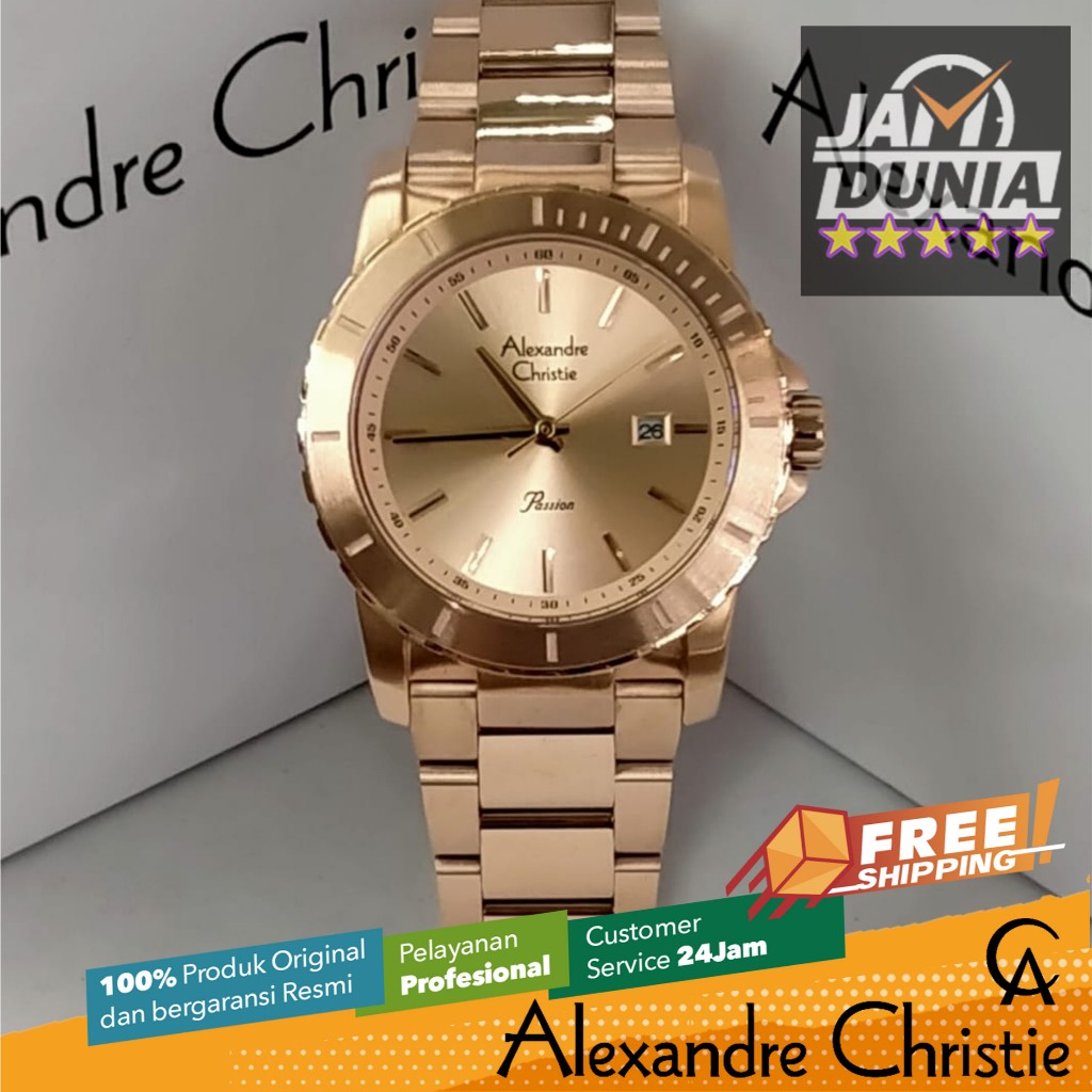 JAM TANGAN WANITA ALEXANDRE CHRISTIE ANALOG ORIGINAL ROSE GOLD WHITE 6141 AC 6141 AC6141 ACF6141 CT 