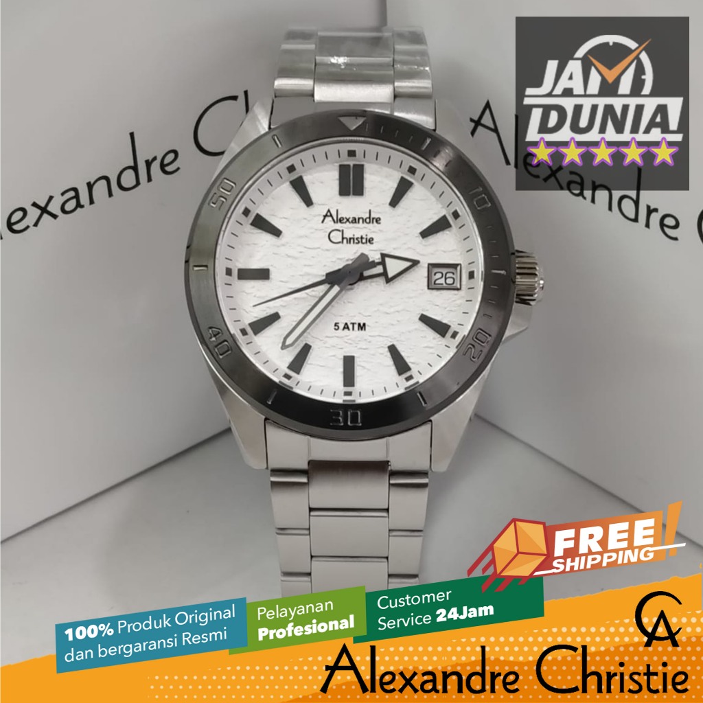 JAM TANGAN PRIA ALEXANDRE CHRISTIE ORIGINAL SILVER WHITE CASE BLACK 6682 AC 6682 AC6682 ACF6682 CT B