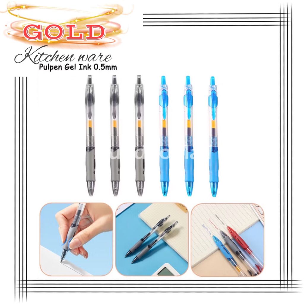 

G361 Gel Pen Pulpen Pena Murah Hitam Biru Merah 0.5mm