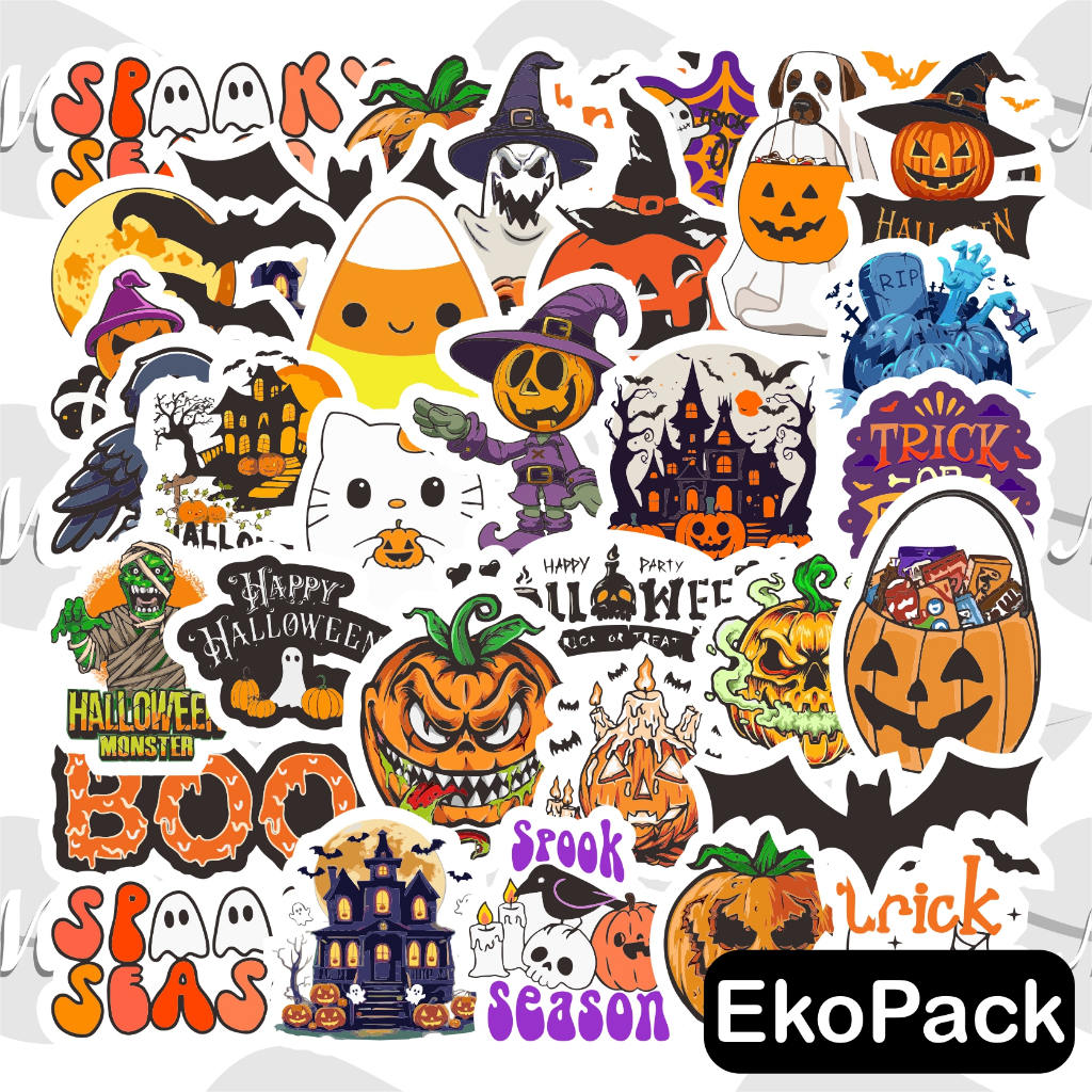 

(EkoPack) Sticker Halloween | stiker kartun aesthetic october oktober spooky hp laptop pack ipad