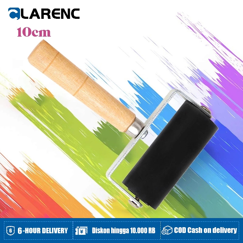 

10 cm Roller Karet Hard Roll Rubber Roll Grafis Wooden Handl Untuk Printmaking